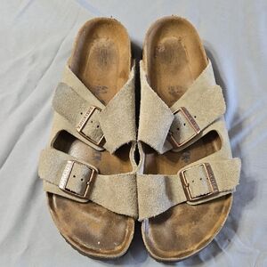Birkenstock Sz 10 Wowens Sandals - Beige Suede